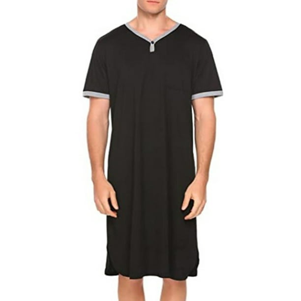 LEADOKO Men Short Sleeve Pajamas Casual Loose Pocket Pullover