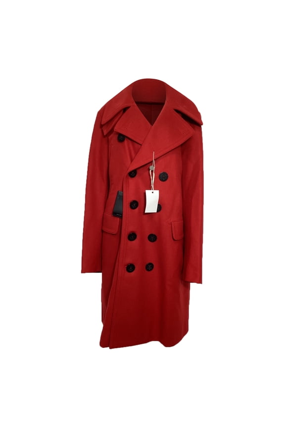 Pre-Owned Dsquared2 Long Peacoat in Red Wool