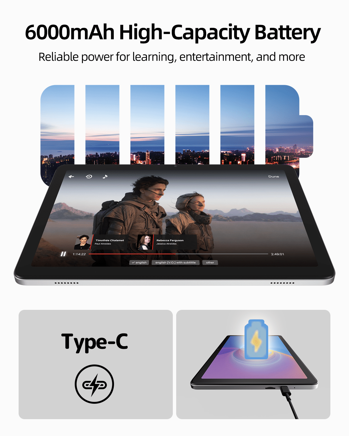 2026 Android Tablet 10 Inch, Android 15 Tablet with 12(4+8)GB RAM 128GB Storage, 8-Core CPU, 6000mAh Battery, BT 5.4, WiFi, Plimpton P1 - Silver