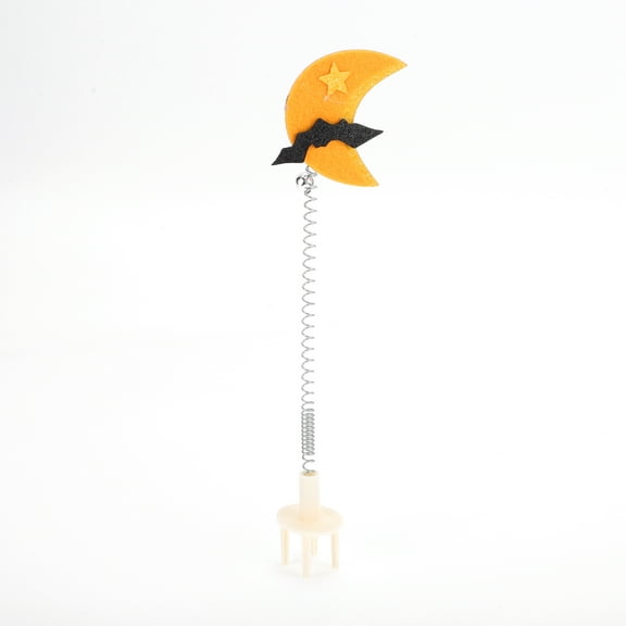 Unique Bargains 1 Pc Portable Moon Pattern Cat Playing Rod for Indoor Yellow Plastic