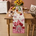 thumbnail image 2 of Valentine's Day Table Runner - 72 Inch Long Gnomes Loves Roses Romantic Plaid Beige Cotton and Linen Blended Dress Scarves Farmhouse Table Runner for Kitchen Dining, Coffee Table, 13" x 72", 2 of 8