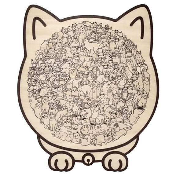 Morandi-Colored 135-Piece Cat Shaped Wooden Jigsaw Puzzle Unique Animal Shape for Cats Lovers Creative Gift and Home Decor