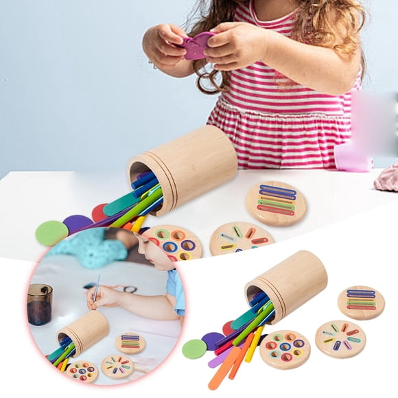Jouet Éducatif Montessori en Bois pour Tout-Petits, Développement de la Motricité Fine avec Tri des Couleurs et Activité d'Apprentissage Sensoriel