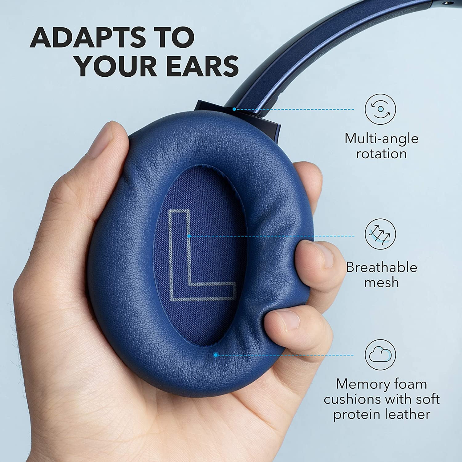 Restored like new Soundcore Anker Life Q20 Noise Cancelling Headphones, over-ear Bluetooth, 60H Playtime, Hi-Res Audio, Deep Bass, Memory Foam (Refurbished)