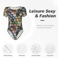 thumbnail image 6 of Daiia Beer Caps print Women's Crew Neck Short Sleeve Bodysuit Fashion Tops Fit Casual Basic Extender Bodysuit-X-Large, 6 of 9