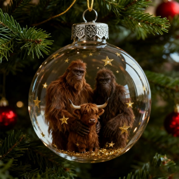 Wooowa Christmas 2D Bigfoot Hanging Ornaments, Festive Novelty Decor for Xmas Tree & Home