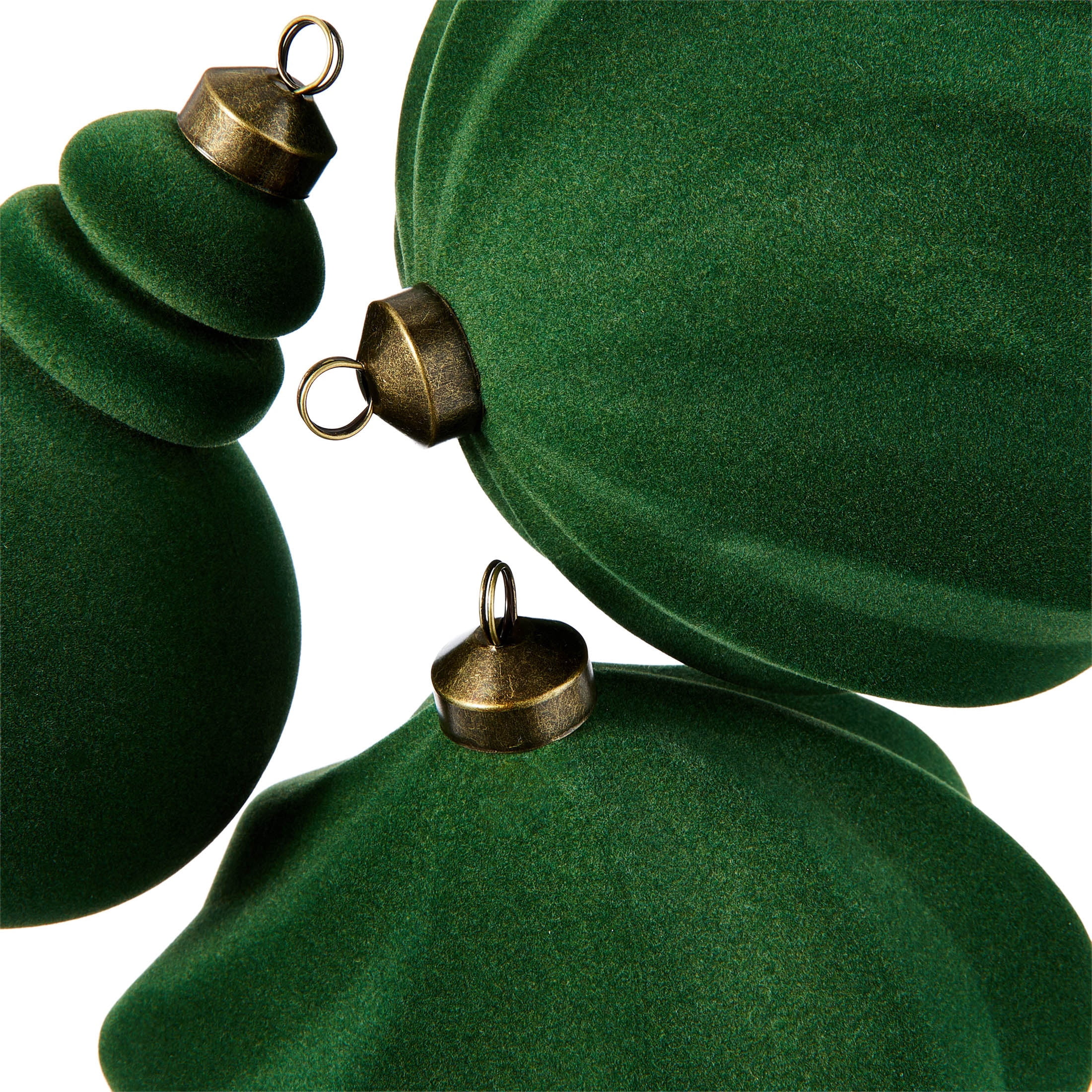 My Texas House 3-Count Green Velvet-Feel Shatterproof Christmas Ornaments