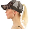 thumbnail image 1 of LAICAIW Ponytail Baseball Cap Messy High Bun Adjustable Mesh Trucker Sun Hat for Women, 1 of 3
