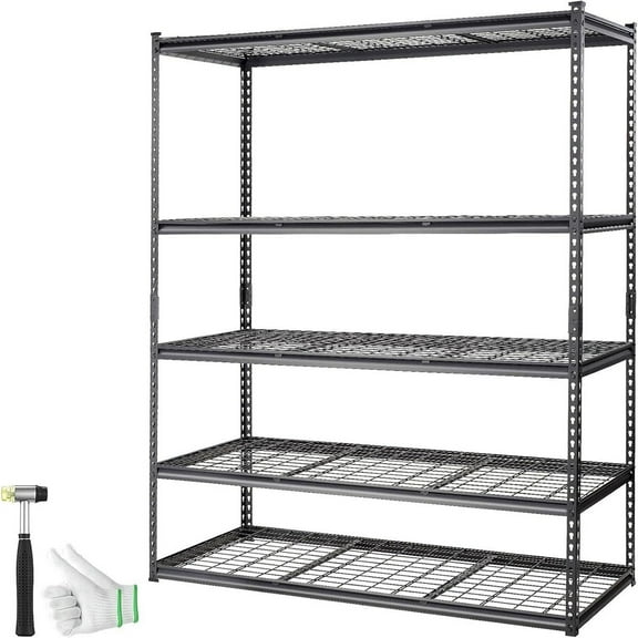 Ataucjin Garage Shelving, 5 Tire Storage Shelving Heavy Duty Garage Shelves 3000LBS Load Bearing, Full Metal Shelving Units, Durable Construction, Adjustable Shelves, Easy Assembly