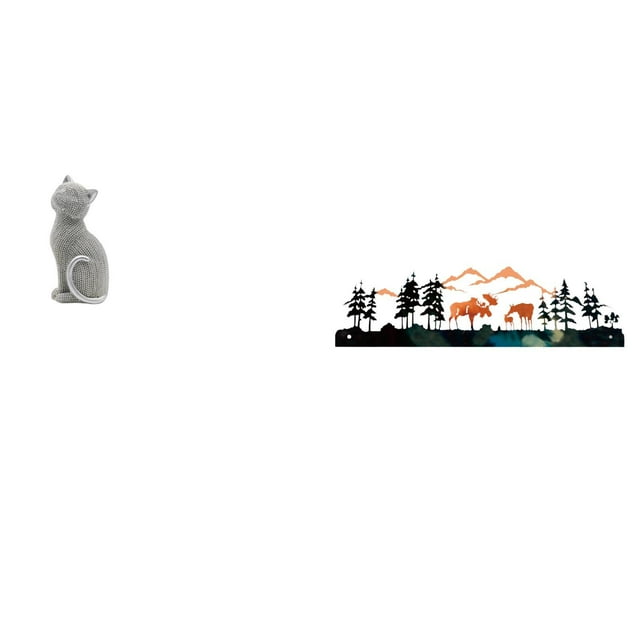 Estatua de gato, figura de escritorio, escultura de pared, metal, flores, ciervo, adorno tallado de resina, ideal para regalar, decoración del hogar.