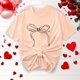 thumbnail image 5 of Primavera Top Mujeres Moda Casual Nueva Cinta de Arco Impresa Cuello Redondo Camiseta de Manga Corta, Camiseta de Cuello Tripulado, 5 of 8