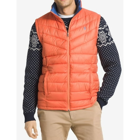 - IZOD NEW Orange Blue Mens Size Large L Two Tone Vest Puffer Jacket