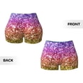 thumbnail image 5 of Lsque Glitter Rainbow Pattern High Waisted Biker Shorts for Women-Tummy Control Fitness Athletic Workout Running Yoga Gym Shorts,Moisture-Wicking-, 5 of 9