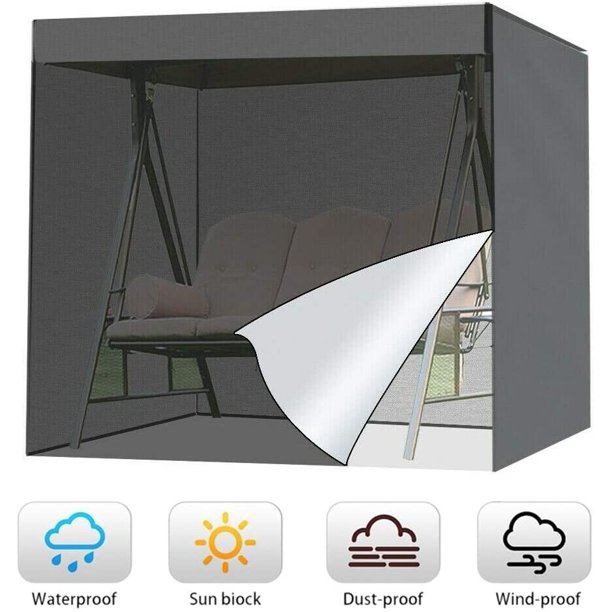 Cubierta de asiento de columpio de jardín, 3 plazas 210D Oxford impermeable Anti-UV cubierta de asiento de columpio, cubierta protectora de columpio al aire libre 220x170x125cm LingWen 8390606688071
