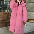 thumbnail image 3 of TKLPEHG Women Jacket Winter Thickened Long Down Jacket Parka Warm Overcoat Hooded Puffer Jacket Outerwear with Pockets (Pink,XL), 3 of 9