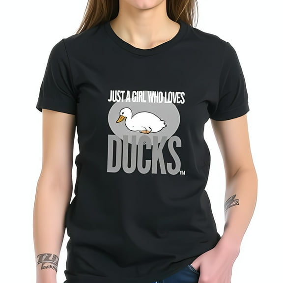 Just a Girl Who Loves Ducks Cotton Short Sleeve T-Shirt - Cute Graphic Design Fun Casual Wear for Animal Lovers