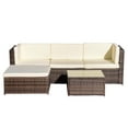 thumbnail image 3 of 3 Piece Outdoor Patio Conversation Set, 2 Rattan Wicker Chair Dining Set with Glass Table and Ottoman, All-Weather Patio Sofa Furniture Set with Cushions for Backyard, Porch, Garden, Pool,LLL1017, 3 of 7