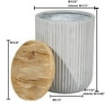thumbnail image 4 of LuxenHome Gray Cement and Faux Wood Top Indoor Outdoor Side and End Table with Storage, 4 of 7