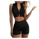 thumbnail image 1 of Conjunto de entrenamiento de pantalones cortos deportivos de cintura alta con cremallera sin costuras de dos piezas para mujer de moda Pompotops  ulkah936635, 1 of 9