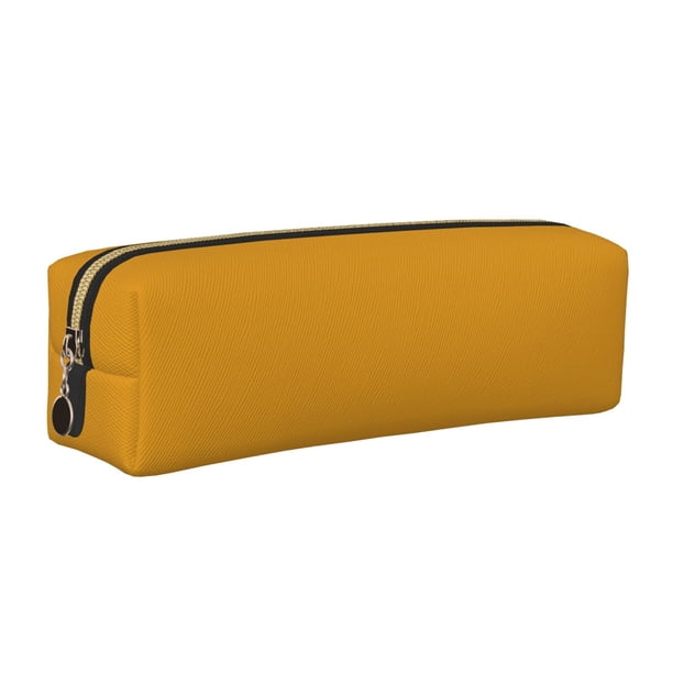 Balery Goldenrod Estuche de Lápices de Cuero Impreso, Estuche para Suministros de Arte, Estuche de Lápices con Cremallera, Estuche de Almacenamiento de Papelería