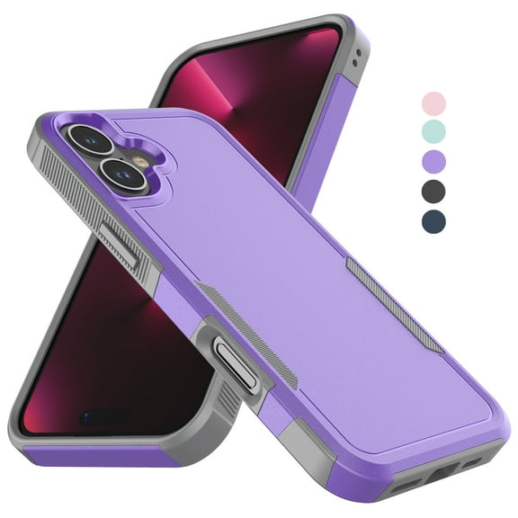 Hisdou Cover For Apple iPhone 16 2024,iPhone 16 Case,[2-in-1] Dual Layer Protective Cover Ultra Thin Slim Phone Shockproof Case Hybrid Anti-Scrath Hard Non Slip Bumper For Apple iPhone 16 6.1"-Purple