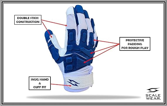 Stealth Padded Football Lineman Gloves – White, Battle College Lineman, Be a Villain Not a Joker with Padded Stealth Football Gloves with Padded Protection, Youth, Kids, Men, Boys, Small to XXL Sizes