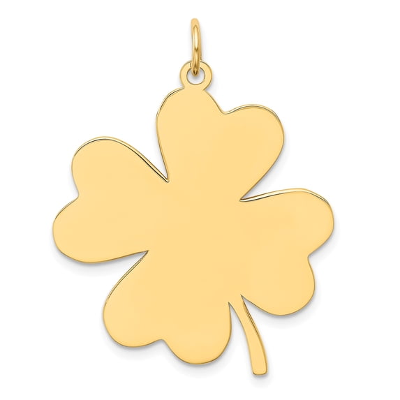 14k Plain .018 Gauge Engravable Clover Disc Charm in 14k Yellow Gold
