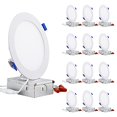 thumbnail image 2 of TORCHSTAR Basic Series 12-Pack 6 Inch Ultra-Thin LED Recessed Lighting with Junction Box, Aluminum, 3000K Warm White, 5%-100% Dimmable Slim Recessed Downlight, 12W 1000LM, ETL and Energy Star, 2 of 4
