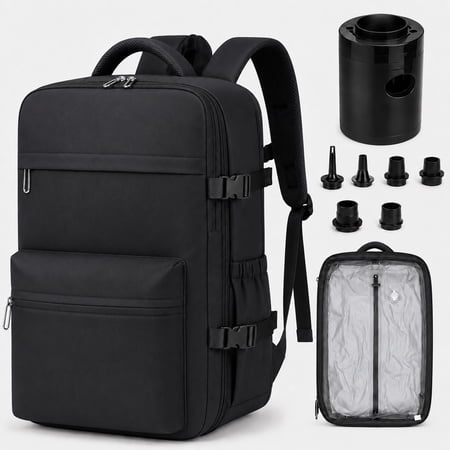 Lunapack Travel Backpack with Vacuum Compression Pump, 50L Carry-On Friendly Weekender Bag for Women Men, Expandable Backpack for Travel and Laptop