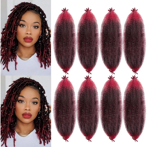 shiyou-Springy Afro Twist Hair Pre Fluffed Marley Twist Braiding Hair Spring Twist Hair Wrapping Hair (1B-Bug, 16 inch(Pack of 8))