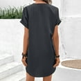 thumbnail image 5 of Xdegoge Casual Summer Dresses for Women 2025 V Neck Button Shirt Dress Short Sleeve A Line Solid Mini Beach Dresses Gray XXL Clearance Previous Orders, 5 of 8