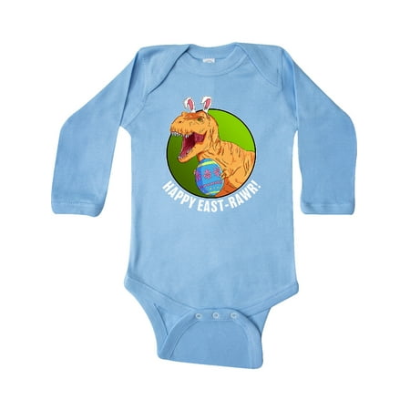 

Inktastic Happy East Rawr with Tyrannosaurus in Bunny Ears Gift Baby Boy or Baby Girl Long Sleeve Bodysuit