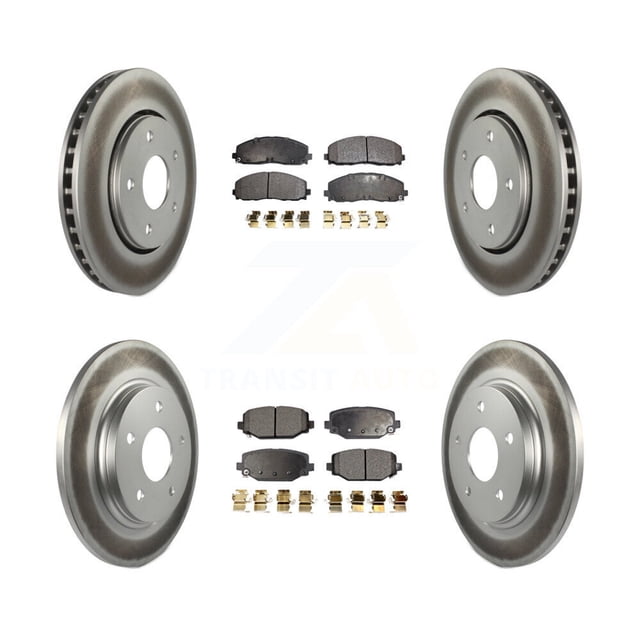 Transit Auto Front Rear Coated Disc Brake Rotors and Ceramic Pads Kit for Car 2017-2018 Dodge Grand Caravan with Single Piston Caliper KGT-102429