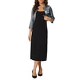 thumbnail image 2 of INSPIRE CHIC Women's Elegant Open Front 3/4 Sleeve Evening Shrug Satin Bolero Cardigan M Dark Grey, 2 of 5