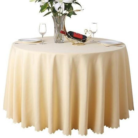 

2 Pack Round Tablecloth Solid Color Polyester Circle Table Protector Washable No Pilling Table Cover For Hotel Wedding Party Banquet Business-Yellow-2.8m