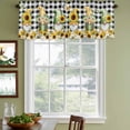 thumbnail image 3 of 2 Pack Valances for Window, Spring Gnomes Short Curtains for Kitchen Bedroom Living Room, Botanical Budding Sunflowers Buffalo Plaid Rod Pocket Small Window Treatment Valance Drapes 60 x 18 Inch, 3 of 8