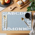 thumbnail image 2 of White Letters Placemats Set of 6 Modern Minimalist Style Sky Blue Place Mats Indoor Wipeable Table Mats Washable Cloth Dining Table Placemats for Kitchen Holiday Party Home Decor 13x19 Inch, 2 of 9
