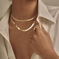 thumbnail image 2 of Silvora Layered Chain Necklaces for Women 14K Gold Plated Elegant Herringbone Choker Necklace Stainless Steel Flat Snake Chain Jewelry Gifts for Sister Granddaughter Birthday Mother's Day, 2 of 7