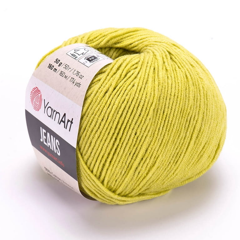 4 Skein YarnArt Jeans / 55% Cotton - 45% PAC / Weight 4 x 1.76 Oz = 7.04 Oz  total (4 x 50 g = 200 g) / Length 4 x 174 yds = 696 yds total (4 x 160 m =  640 m) / Sport – Fine (2) / color 40 / 4 Pack 