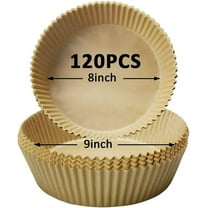 Disposable Non-Stick Air Fryer Parchment Paper Liner 120Pcs, 8 Inch Round Oil-Proof Water-Proof Parchment Paper for Air Fryer Microwave & Oven (Brown)