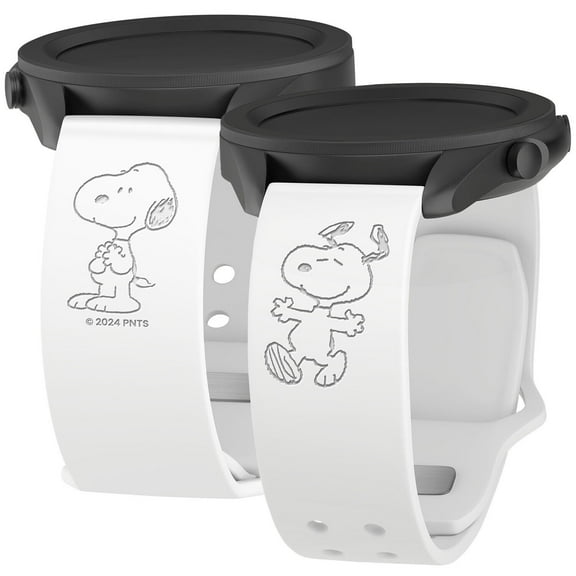Peanuts Engraved Silicone Smartwatch Band Compatible with Samsung Galaxy Watch, 20mm, Snoopy White by Affinity Bands