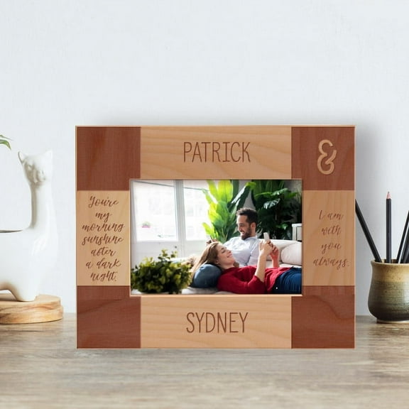 You Are My Morning Sunshine After A Dark Night Personalized Wooden Frame-5" x 3 1/2" Brown Horizontal