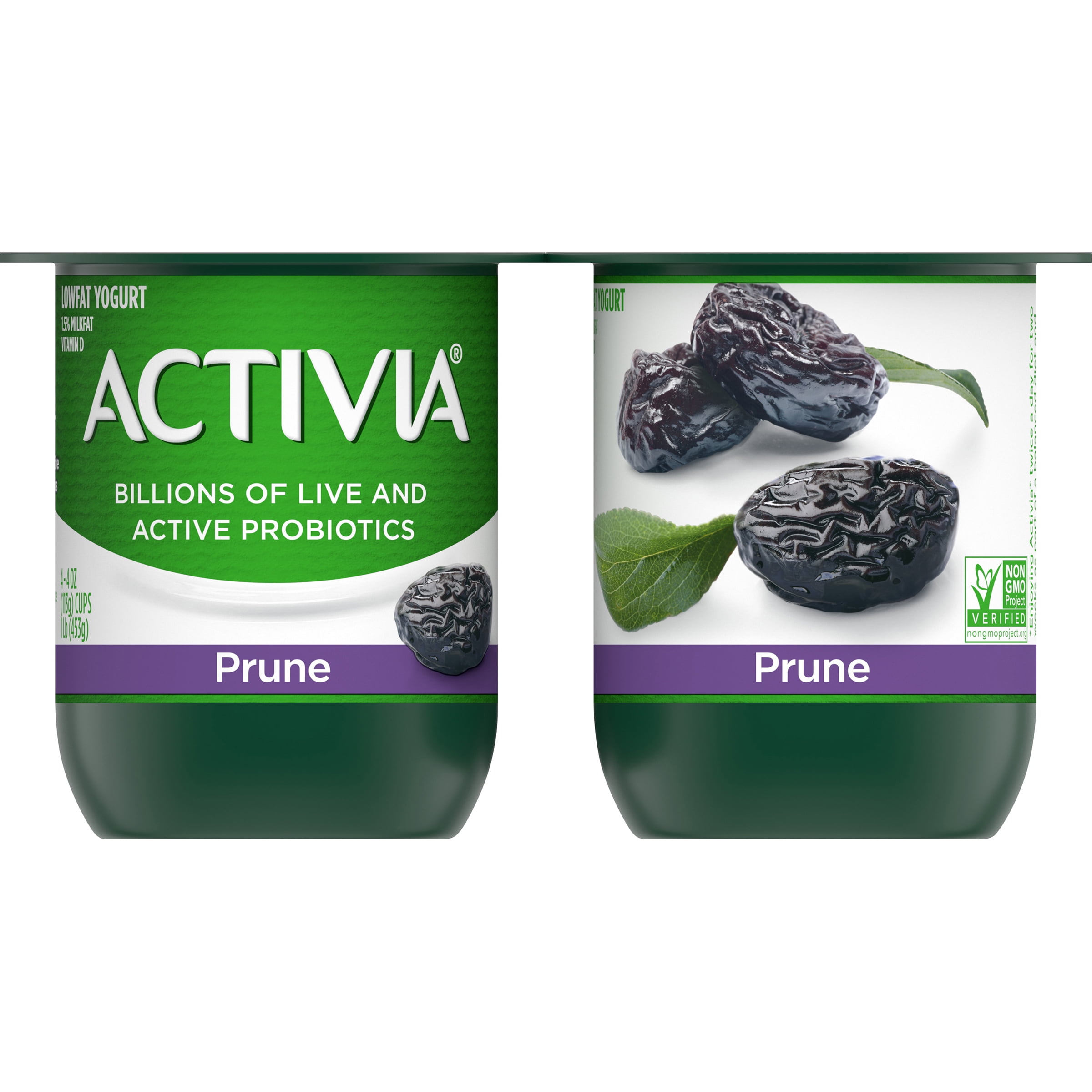 Activia Lowfat Probiotic Prune Yogurt, 4 Oz. Cups, 4 Count Walmart