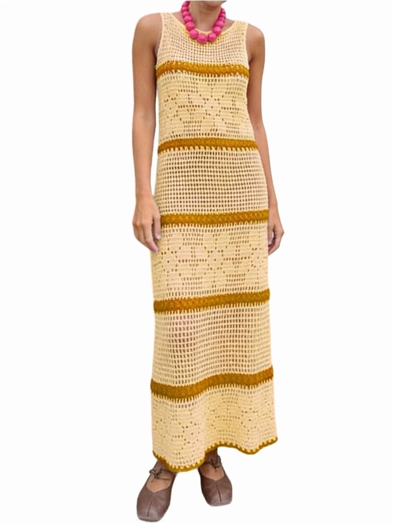 light yellow dress Elysium Maxi - US 0 Side Slit cruise wear dress for women Fashion Vintage 1920s Dresses Color:Medium Brown
