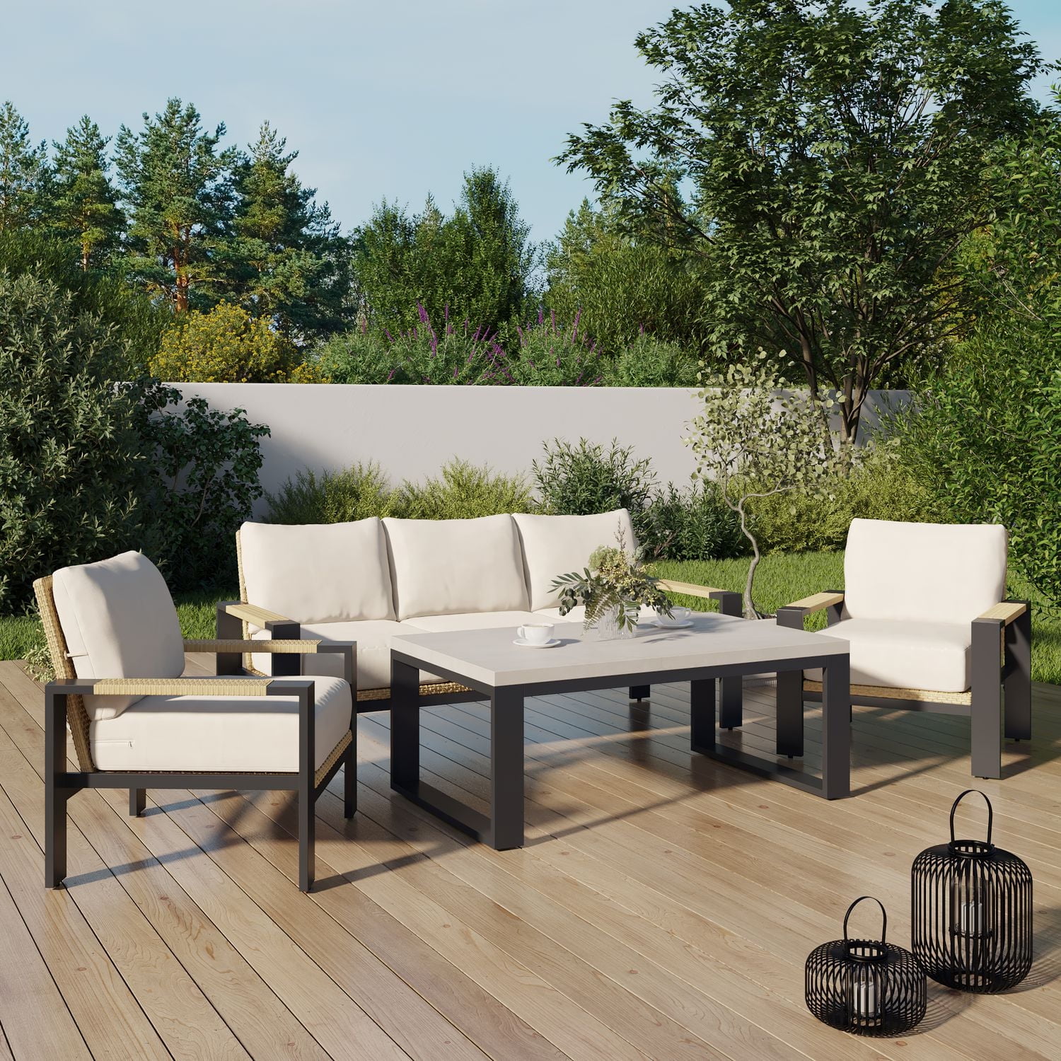 Better Homes & Gardens Ventura 4-Piece Outdoor Patio Conversation Set - Beige