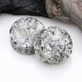 thumbnail image 3 of A Pair of Black Sesame Stone Double Flared Ear Gauge Plug, 3 of 3