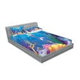 thumbnail image 2 of Ambesonne Colorful Fitted Sheet & Pillow Sham Set, Cartoon Mermaid Fish, Queen, Multicolor, 2 of 2