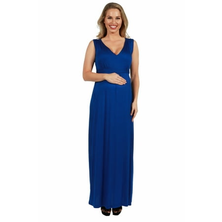 

24seven Comfort Apparel Sleeveless Empire Waist Maternity Maxi Dress