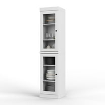 Palace Imports 100% Solid Wood 16.5" Kitchen Pantry Storage Cabinet with Glass Doors and Adjustable Shelves, White