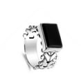 thumbnail image 4 of Simulated Black Onyx Rectangle Solitaire Ring 925 Sterling Silver Band CZ Jewelry Female Size 6, 4 of 4